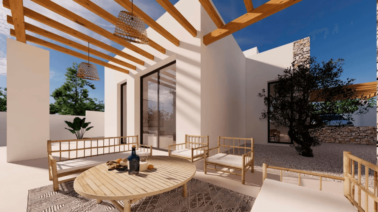 Modern-Ibizan style villa project walking to the village for sale in Moraira
