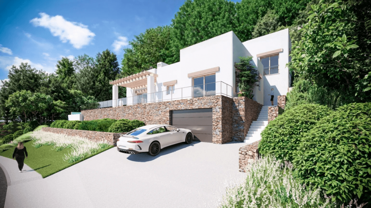 Ibiza-stijl villa in aanbouw op 5 minuten van het strand in Jávea - Levering binnen een jaar
