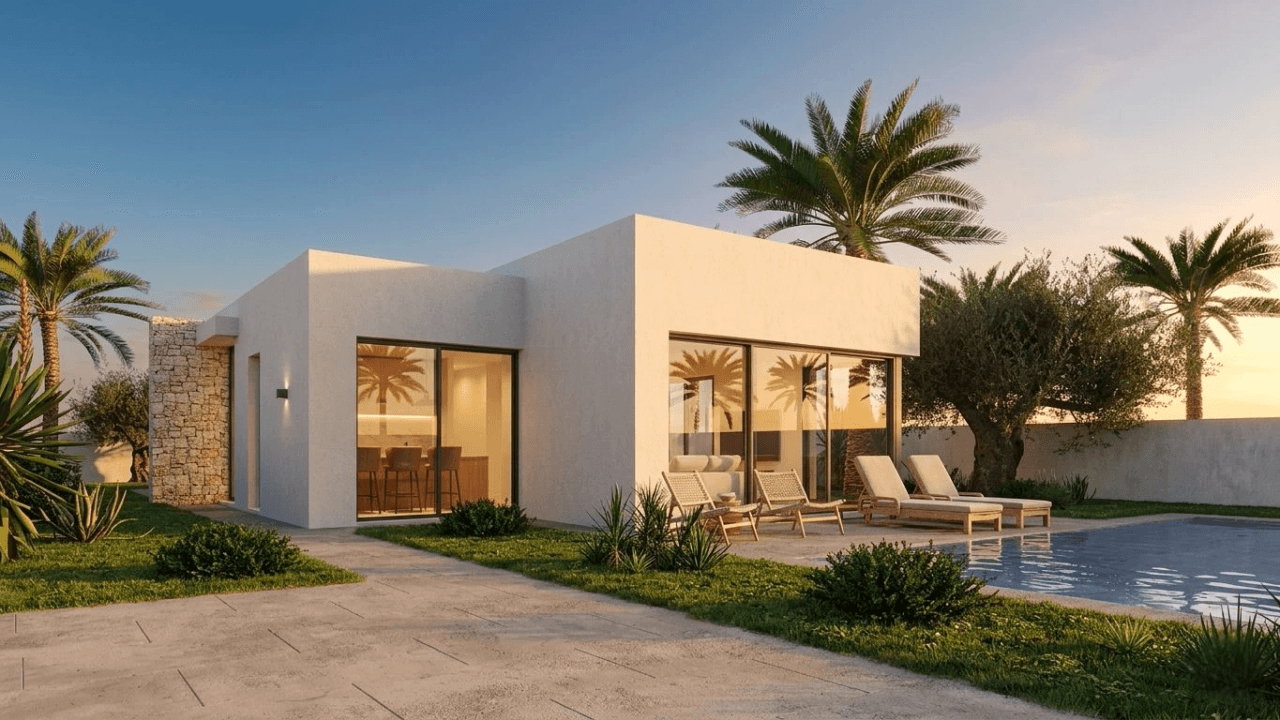 Nueva promoción villas modernas con piscina en Els Poblets. Llave en mano