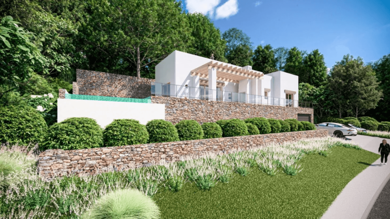 Ibiza-stijl villa in aanbouw op 5 minuten van het strand in Jávea - Levering binnen een jaar