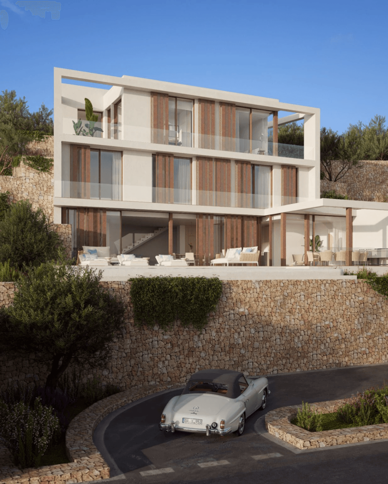Espectacular proyecto de villa estilo ibicenco con vistas al mar a la venta en Moraira