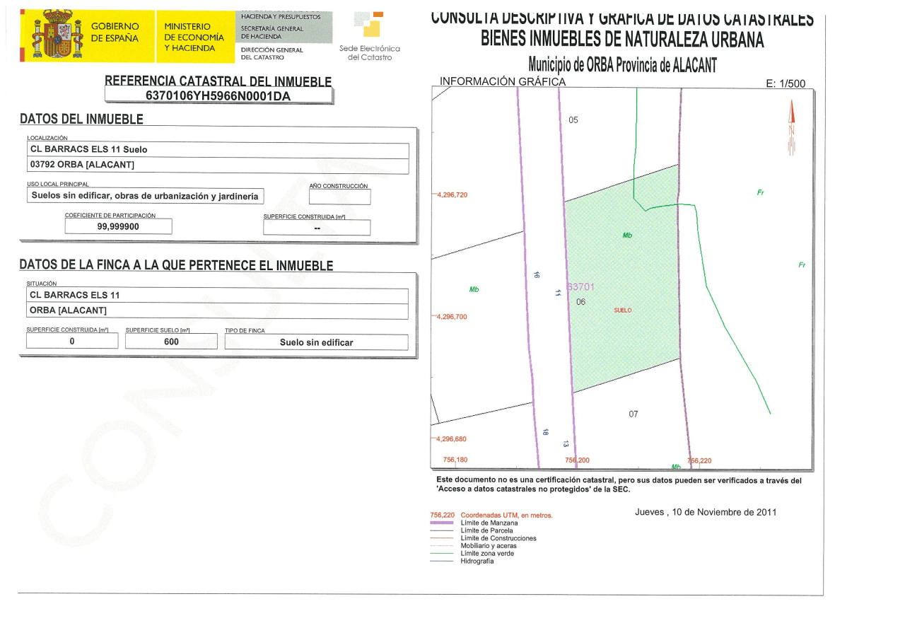 Plot te verkoop in Orba, Alicante
