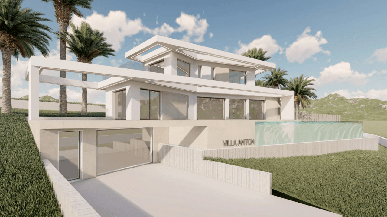 Projet de villa de luxe moderne avec piscine à débordement et vue ouverte sur la mer et le Montgó à Jávea.