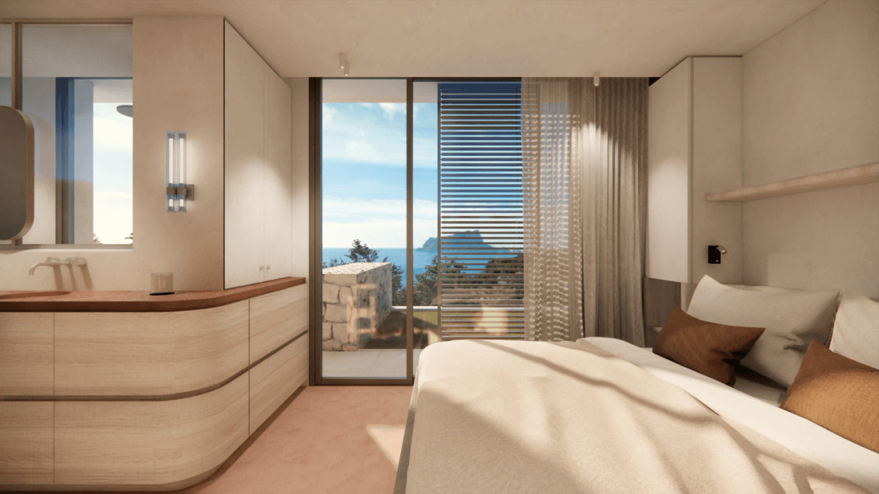 Espectacular proyecto de villa estilo ibicenco con vistas al mar a la venta en Moraira